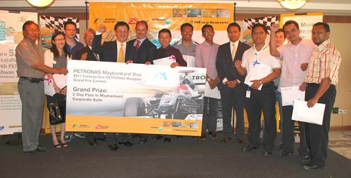 Maybank awarded prizes worth over RM600,000 in its 2011 Formula One PETRONAS Malaysia Grand Prix Contest that ran from 25 Dec 2010 to 15 March 2011 in conjunction with the international Formula One PETRONAS Malaysian Grand Prix. Besides the Grand and 1st Prizes, consolation prizes of PETRONAS high premium Syntium products were also offered.