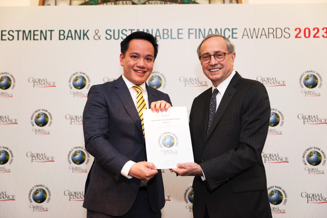 Maybank receives the Best Bank for Sustainable Finance – Malaysia and the Outstanding Leadership in Sustainability Transparency - Asia Pacific award by Global Finance.
